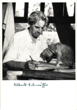 Beschriftetes Foto - Albert Schweitzer mit Katze