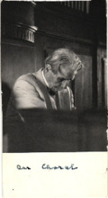 Beschriftetes Foto - Albert Schweitzer an der Orgel