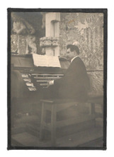Beschriftetes, gerahmtes Foto von Albert Schweitzer, Barcelona 1921
