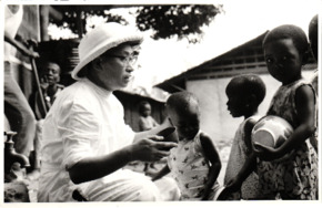 Beschriftetes Foto - Lepradorf Dr. Isao Takahashi, Lambarene 1961