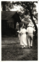 Beschriftetes Foto - Albert Schweitzer und Emmy Martin, Lambarene 1965