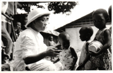 Beschriftetes Foto - Lepradorf Dr. Isao Takahashi, Lambarene 1961
