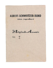 Emmy Martins Mitgliedsausweis des Albert-Schweitzer-Bund, Intern. Jugendbund