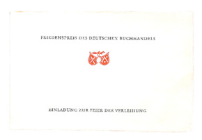 Einladung zur feierlichen Verleihung des Friedenspreises des deutschen Buchhandels