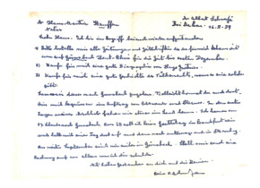 Brief von Albert Schweitzer an Dr. Hans Martin