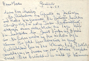 Brief von Hans Martin an A. Schweitzer