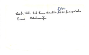 Zahlungsanweisungen von Albert Schweitzer an Ali Silver, mit beschriftetem Kuvert von Emmy Martin