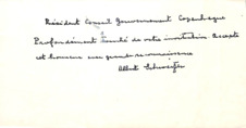 Telegrammtext von Albert Schweitzer an Président du Conseil Copenhague