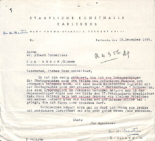 Brief von K. Martin an A. Schweitzer.