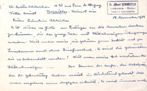 Brief von Mathilde Kottmann an Berta Schleicher, mit Grußzeilen von Albert Schweitzer