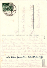 Postkarte von Herrn Hauterre an Berta Schleicher, mit Grußzeile von Albert Schweitzer