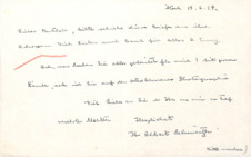 Brief von Emmy Martin und Albert Schweitzer an Berthele [Berta] Schleicher