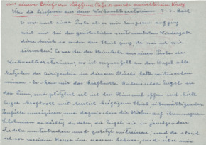 Briefausschnitt von Albert Schweitzer an Siegfried Ochs, Abschrift von Emmy Martin