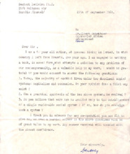 Brief v. Ph. D. Ladislau Deutsch an A. Schweitzer