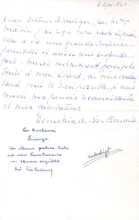 Brief von Demetria di San Clemente an A. Schweitzer