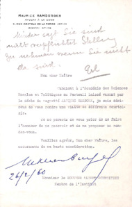 Brief von Maurice Hamburger an A. Schweitzer