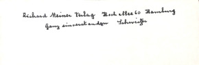 Telegrammtext von Albert Schweitzer an Richard Meiner Verlag