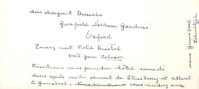 Telegrammtext von Albert Schweitzer an Margaret Desseche