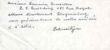 Telegrammtext von Albert Schweitzer an den Bürgermeister von Brüssel