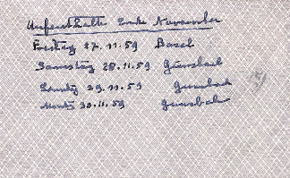 Telegrammtext Auflistung von Albert Schweitzer