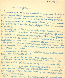 Brief von Nina Nusbaumer an Siegfried Neukirch
