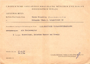 Bezugsschein für ein Freiexemplar