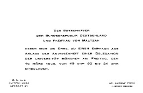 Einladung von Freiherr von Maltzan an Siegfried Neukirch