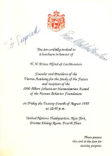 Einladung Prinz Alfred von Liechtenstein an Siegfried Neukirch