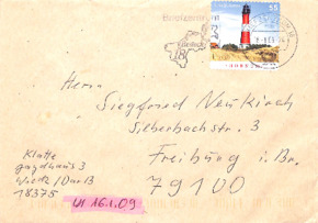Grußkarte von Ruth Klatte an Siegfried Neukirch