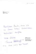 Brief von Simone an Siegfried Neukirch