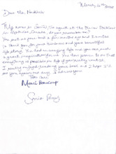 Brief von Sonia Perry an Siegfried Neukirch