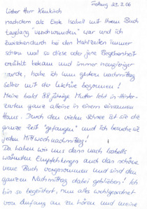 Brief von Barbara Goertz an Siegfried Neukirch