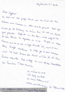 Brief von Wolfram Wiktor an Siegfried Neukirch