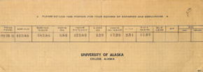 Lohnzettel University of Alaska für Siegfried Neukirch