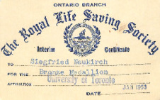 Zertifikat für eine Bronze Medaille von The Royal Life Saving Society für Siegfried Neukirch