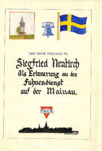 Urkunde zum Fahnendienst auf der Mainau durch die Y.M.C.A. (Young Men's Christian Association) für Siegfried Neukirch