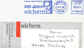 Briefkuvert vom Wichern-Verlag an Siegfried Neukirch
