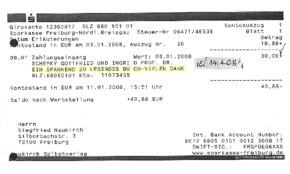 Kontoauszug Neukirch Selbstverlag