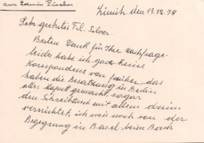 Antwort von Lina Yerlieb auf eine Anfrage von Ali Silver