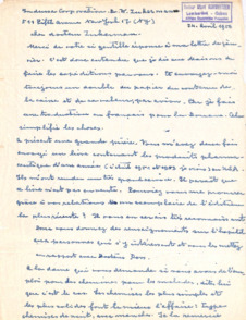 Persönlicher Brief von  Dr. Albert Schweitzer an Dr. Zukerman