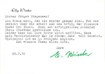 Brief von Elly Winter-Pieck an Jürgen Stegemann