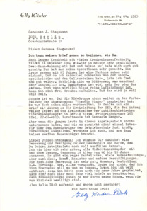 Brief von Elly Winter-Pieck an Jürgen Stegemann