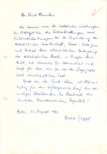 Brief von Heinz Geggel an Erich Honecker