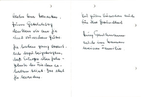 Grußkarte von Heinz Trautmann zum 80. Geburtstag von Erich Honecker