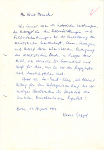 Brief von Heinz Geggel an Erich Honecker