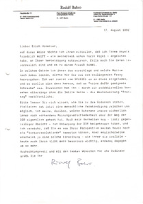 Brief von Rudolf Bahro an Erich Honecker