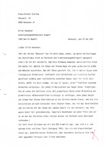 Brief von Klaus-Dieter Gleitze an Erich Honecker