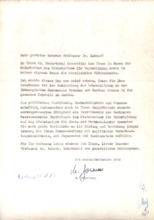 Brief von Margot Honecker zum 65. Geburtstag an Prof. Dr. Zehner
