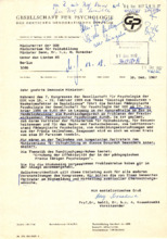 Offizieller Brief von Prof. Dr. habil. Dr. h.c. Adolf Kossakowski an Margot Honecker.