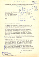Offizieller Brief von Hans-Joachim Böhme an Margot Honecker